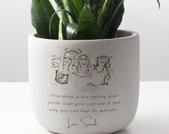 Funny Friendship Gift | Personalized Photo Keepsake with Hilarious Quote, Custom Quote Planter