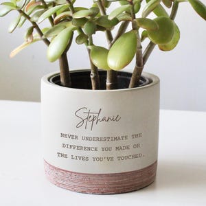 Appreciation Gift, Thank You Gift, personalized flower pot, succulent pot, retirement gift for her, gift for mentor, gift for coworker