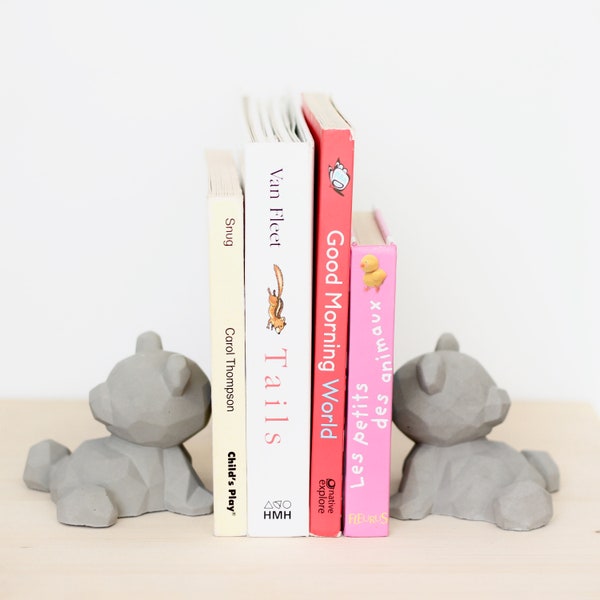 CLOSEOUT SALE | Cute Concrete Bear Bookend for Nurseries and Kids Bedroom