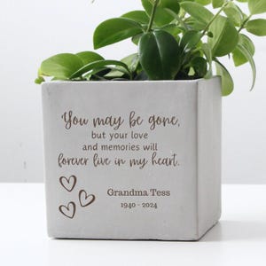 Personalized Memorial Gift for Loss for Grandma Grandpa, Custom Engraved Planter Pot, Remembrance Sympathy Gift Loss, In Loving Memory  Gift