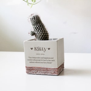 Memorial planter, cat memorial gift, remembrance gift, pet memorial gift, loss of pet, loss of cat, custom flower pot, never forgotten