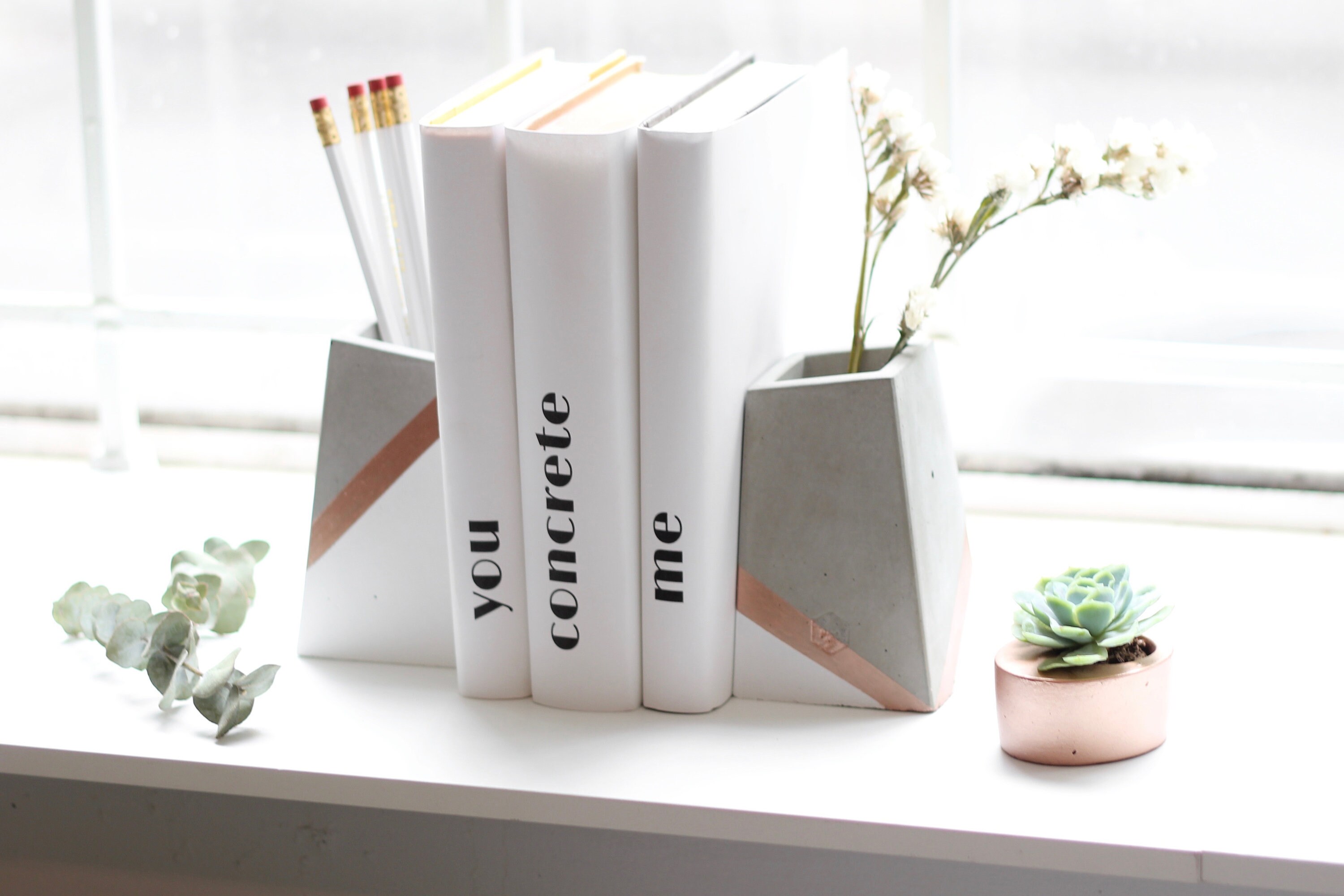 Concrete Bookend and Vase Etsy