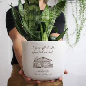 Custom Home Address Engraved Planter Pot, Sold Home Gift, Housewarming gifts for couples, Realtor Closing Gift, Home Owner Gift
