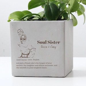 Cadeau personnalisé âme soeur, nom personnalisé et pot de fleur gravé avec photo, cadeau de Noël pour frères et sœurs, cadeau d'anniversaire pour soeur amateur de plantes