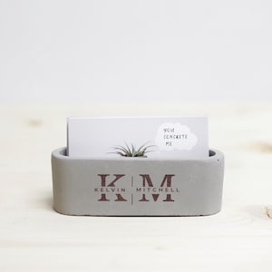 Porte-cartes de visite personnalisé, Porte-cartes de visite avec logo, Porte-cartes en ciment, Cadeau personnalisé pour lui, Cadeau pour patron, Cadeau PDG