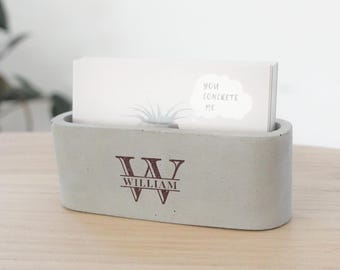 Custom Concrete Business Card Holder, Personalized Logo Gift