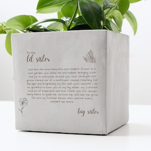 Little Sister Birthday Gift From Big Sister, Plant Lover Siblings Engraved Planter Pot, Christmas Gift For Bonus Sister, 18th Birthday Gift