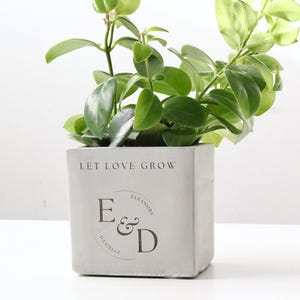 Let Love Grow Personalized Planter Pot Engraved | Engagement Wedding Anniversary Gift
