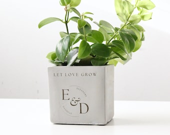 Let Love Grow Personalized Planter Pot Engraved | Engagement Wedding Anniversary Gift
