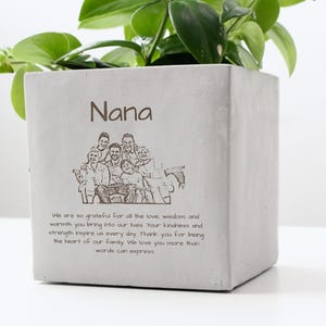 Personalized Nana Gifts, Custom Photo Engraved Planter Pot, Grandmother Birthday Gift, Christmas Gift for Grandmom, Grandparents Gift