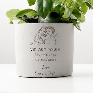 Personalized Parents Gift From Kids, Custom Name & Photo Engraved Planter Pot, Christmas Gift For Grandparents, Mom Birthday Gifts