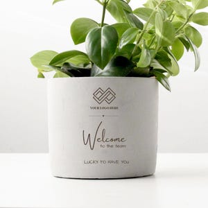 Gepersonaliseerde relatiegeschenken voor nieuwe medewerker, Welcome To The Team-cadeau, gegraveerde bloempot met aangepast logo, waarderingscadeau nieuwe werknemer