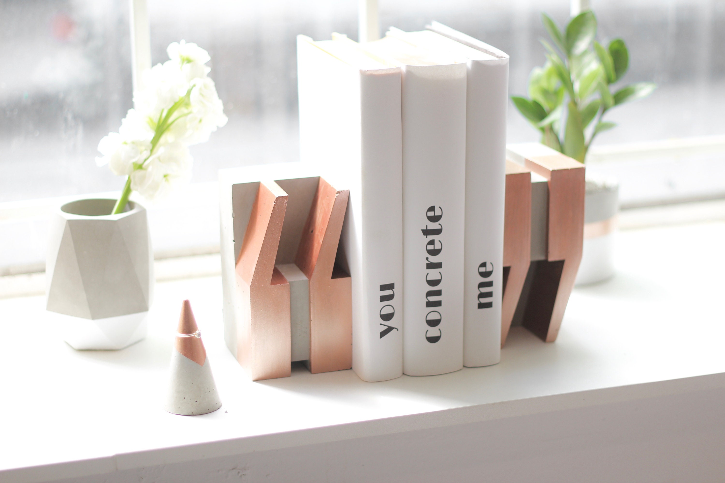 Quote Concrete Bookends for Book Lovers in Rose Gold White Etsy Canada