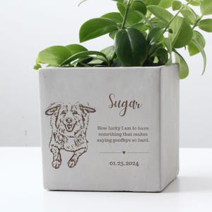 Personalized Pet Memorial Grave Decoration, Custom Photo Engraved Planter Pot Keepsake, Cat Owner Remembrance Gift, Dog Owner Sympathy Gift