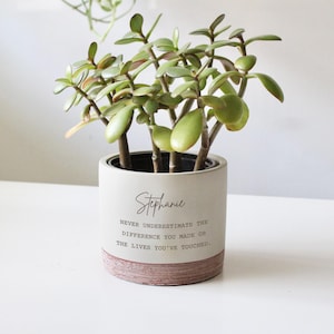 Cadeau de remerciement, cadeau de remerciement, pot de fleur personnalisé, pot de succulentes, cadeau de retraite pour elle, cadeau pour mentor, cadeau pour collègue