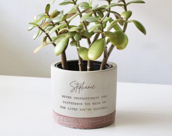 Appreciation Gift, Thank You Gift, personalized flower pot, succulent pot, retirement gift for her, gift for mentor, gift for coworker