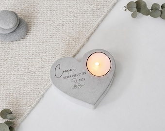 Personalized Heart Memorial Candle Holder, Pet Loss Keepsake with Name & Year, Sympathy Gift, Remembrance Gift, Home Decor, Pet Lovers Gift