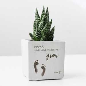 Custom Hand or Foot Print Planter | Your Love Makes Me Grow Planter Pot | Custom Meaningful Parent Gifts
