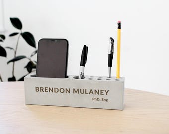 Personalized Cement Name Block , Custom Concrete Engraved Job Title Plaque, Office Business Company Corporate Staff Sign