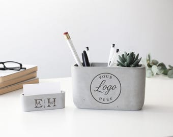 Custom Logo Pen Holder,  Personalized Business Desk Organizer,  Office Branding, Business & Corporate Gift