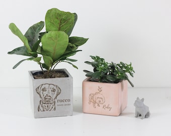 Dogs and Pets Gift Personalized | Engraved Custom Cube Planter Pot