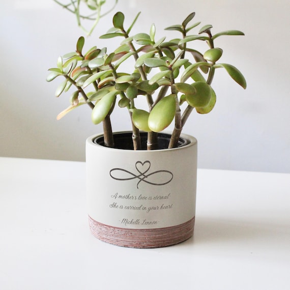 Memorial Gift for Mom | Personalized Engraved Planter with Quote & Name | Sympathy Keepsake for Loss of Mother or Grandma
