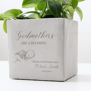 Personalized Godmother Gift, Custom Engraved Planter Pot, Plant Lover Godmother Birthday Gift, Baptism Souvenir