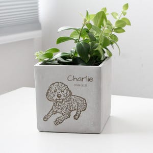 Custom Dogs and Pets Personalized Photo Gift | Engraved Memorial Cat Planter Pot