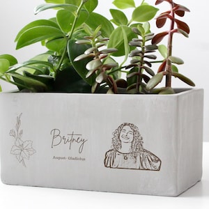 Vaso de flores personalizado com o mês de nascimento, nome personalizado e foto gravada, presente de Natal para melhor amigo, presente de aniversário para amigos