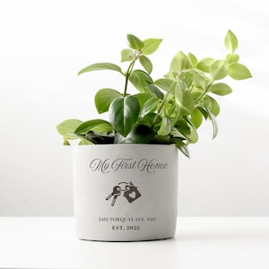 Personalized First Home Planter | Custom Engraved New Home Gift with Address & Year | Housewarming Gift for New Homeowners