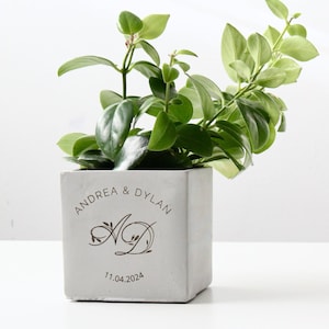 Cadeau de fiançailles personnalisé anniversaire de mariage cache-pot gravé