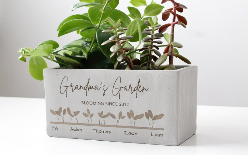 Custom Grandma's Garden Planter Box Gift Personalized Engraved gift for Grandparents image 1