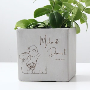 Personalized Wedding Gift for Bride & Groom, Custom Engraved Planter Pot, Photo On Plant Pot, Newly Wed Presents, Mr and Mrs Gift for Couple