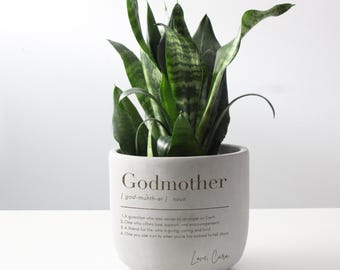 Personalized Godmother Gift | Custom Planter with Name | Gift from Godchild | Fairy Godmother Keepsake | Baptism or Mother's Day Idea