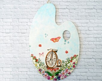 Bicycle Wall Decor - Spring Home Decor - Girly Decor - Bedroom Decor - Nursery Decor - Retro Bicycle - Wood Signs Personalized - Palette