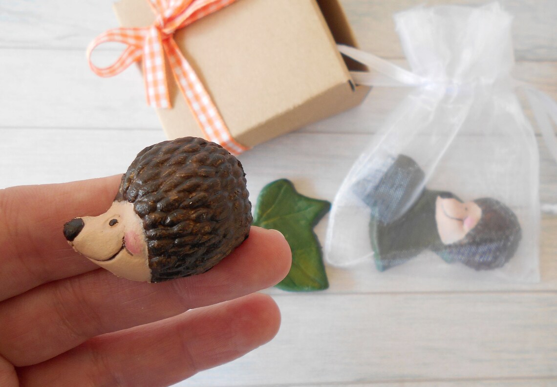 Hedgehog Gift Cute Fridge Set of Hedgehog and Leaf Etsy