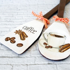 Coffee Gift - Coffee Decor - Wooden Spoons - Farmhouse Kitchen Wall Decor - Coffee Kitchen Decor - Coffee Bar Decor - Kitchen Utensils