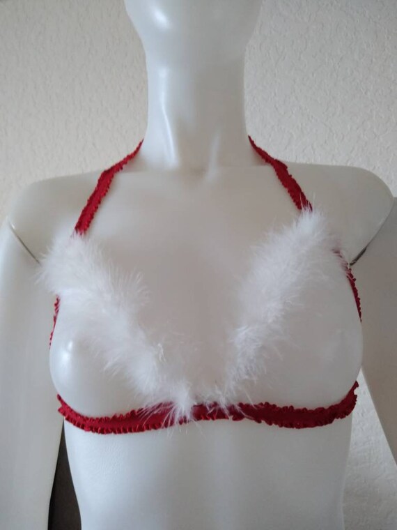 white fluffy bralette