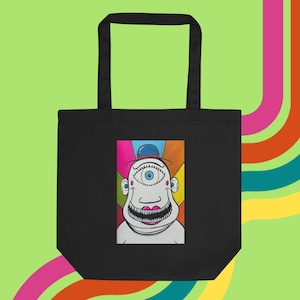 Happy Cyclopes Tote Bag, Reusable Monster Bag, Sac Réutilisable Monstre, Sac Cabas Coton Bio, Eco Friendly Tote Bag, Graphic Design Bag