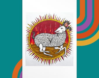 Aries 4x6 Art Print - Zodiac Astrology Fire Sign Artwork - Montreal Artist