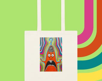 Mind Blown Psychedelic Printed Cotton Totebag - Montreal Artist