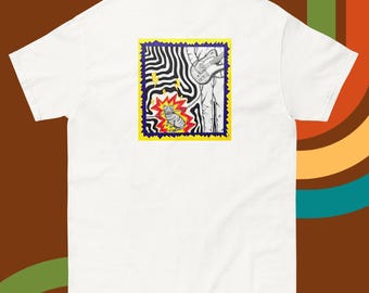 Electric Purr Cotton Tee - Fun Punk Rock Graffiti Cat Graphic Shirt - Montreal Artist