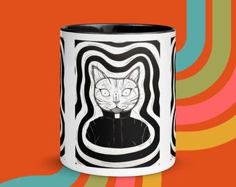 CATholic Mug - Colorful Ceramic Cat mom Coffee Cup - Montreal Artist