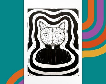 CATholic 4x6 Art Print - Witchy Cat Mom Artwork - Montreal Artist