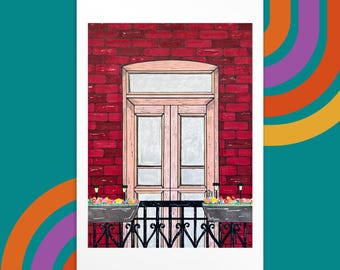 Balcon Montréalais 4x6 Art Print - Red Brick City Balcony Artwork - Ville-Marie Downtown Mtl Neighbourhood - Montreal Artist