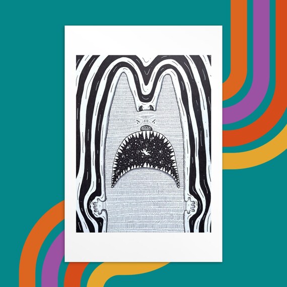 Night Terrors Art Print, Trippy Psychedelic Wall Decor, Nightmare