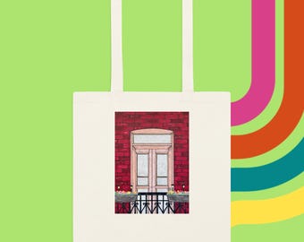 Balcon Montréalais Cotton Tote Bag - Downtown Mtl Red Brick Wall Building Artwork -  Montreal Artist