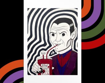 Thirsty 4x6 Art Print - Retro Spooky Vampire Artwork - Montreal Artist