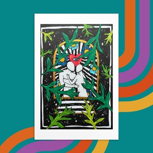 Crazy In Love Illustration , Impression Sorcière, Witchy Drawing, Impression Forêt, Impression Couple, Forest Impression,  Witch Postcard