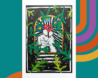 Crazy In Love 4x6 Art Print - Witchy Botanical Artwork - Montreal Artist